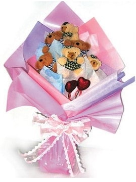 7 adet pelu� ay�c�ktan buket ve 2 adet kalp buketi