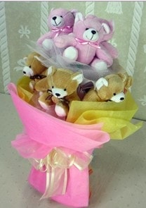 10 adet ay�c�ktan teddy bear buket