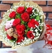 9 adet k�rm�z� g�l 2 adet 10 cm ay� buketi Ankara �i�ek sipari�i vermek